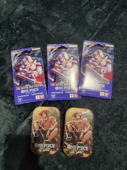 One Piece Tin Pack Set Vol 2 Factory Sealed 2 TIN LOT + OP14 booster packs - Image 1