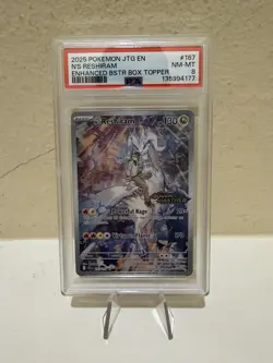 Pokemon TCG N's Reshiram Card 167/159 Stamped Illustration Rare Promo, PSA 8 - Image 1