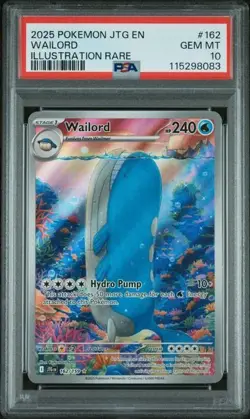 2025 POKEMON JTG EN-JOURNEY TOGETHER ILLUSTRATION RARE #162 WAILORD PSA 10 - Image 1