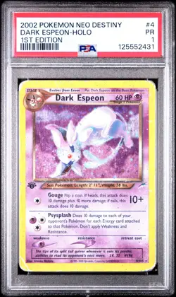 PSA 1 (Pop 11!) Dark Espeon 1st Edition HOLO 4/105 Pokemon TCG Neo Destiny 2002 - Image 2