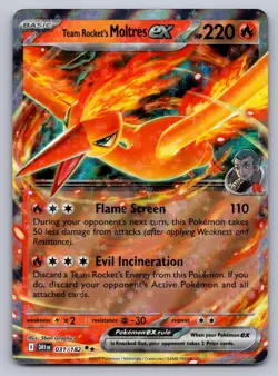 Team Rocket's Moltres ex 031/182 Double Rare Destined Rivals Pokemon Near Mint - Image 1