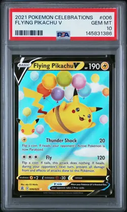 2021 Pokemon Celebrations Flying Pikachu V PSA 10 #006 - Image 1