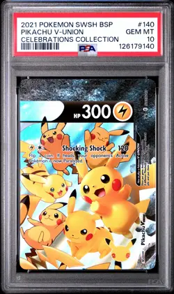 2021 POKEMON SWSH BLACK STAR PROMO CELEBRATIONS COLL #140 PIKACHU V-UNION PSA 10 - Image 1