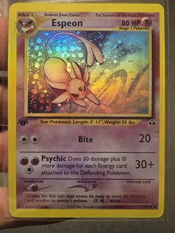 Pokemon Espeon Neo Discovery 2001 1/75 1st Edition Holo Rare 80 HP Stage 1 Card - Image 1