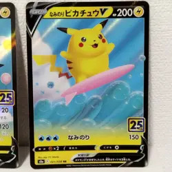 Pokemon Card Flyfing & Surfing Pikachu V 023 021 /028 s8a 25th Aniversary Holo - Image 3