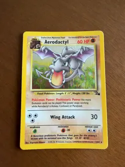 Pokemon TCG Aerodactyl #1 [LP] Fossil Rare Vintage Holo - Image 1
