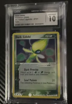 2004 POKEMON EX HIDDEN LEGENDS HOLO #4 DARK CELEBI CGC 10 GEM MINT (SWIRL) - Image 1