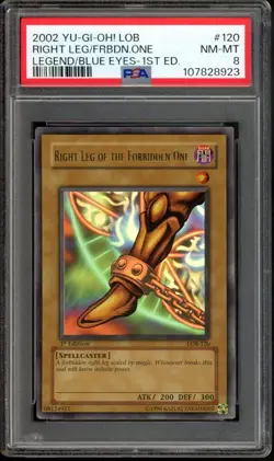 Right Leg of the Forbidden One Yugioh 2002 LOB 1st Legend Blue Eyes 120 PSA 8 - Image 1