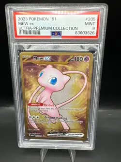 Pokemon TCG PSA 9 Mew Ex Gold Card UPC Scarlet & Violet 151 205/165 Metal Mint - Image 1