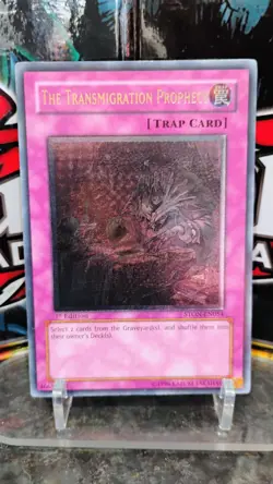 The TRANSMIGRATION PROPHECY 1st Edit. YU-GI-OH Foil TRAP Trading Card STON-EN054 - Image 1