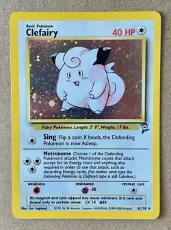 Pokemon TCG Clefairy Base Set 2 Holo 6/130 + rare swirl (NM) - Image 1
