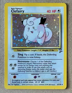 Pokemon TCG Clefairy Base Set 2 Holo 6/130 + rare swirl (NM) - Image 2