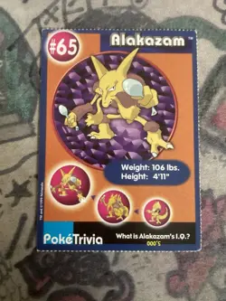 Alakazam #65 1999 Burger King Poketrivia Promo Pokemon LP Perforated Edges - Image 1