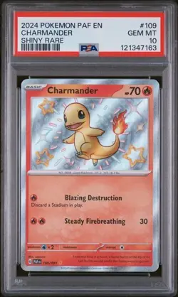 2024 POKEMON PAF EN-PALDEAN FATES #109 CHARMANDER SHINY RARE PSA 10 GEM MINT - Image 1