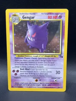 Pokemon TCG Gengar Fossil Holo Card 5/62 Unlimited Rare - Image 1
