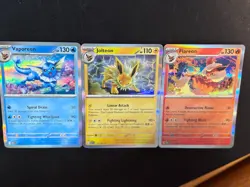 Vaporeon Jolteon Flareon Pokemon 151 Eeveelution HOLOS 3 Card Set SV 151 NM! - Image 3