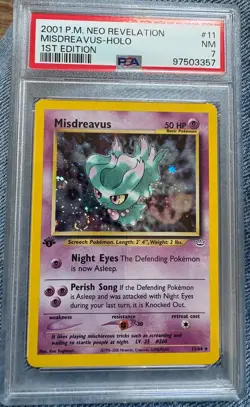 PSA 7 NM Misdreavus Neo Revelation 1st Edition Holo Rare Pokemon Card 11/64 - Image 1