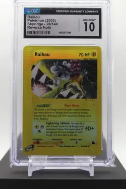 CGC 10 - Raikou 28/144 Reverse Holo - 2003 Pokemon Skyridge E Reader - Image 1