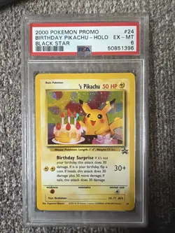 Pokemon - Happy Birthday Pikachu Black Star Promo 24 PSA 6 English Original Holo - Image 1