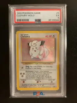 1999 POKEMON BASE SET 5/102 CLEFAIRY HOLO RARE PSA 5 - Image 1