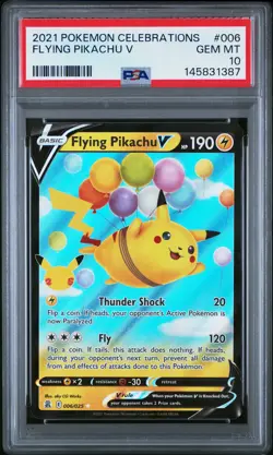 2021 Pokemon Celebrations Flying Pikachu V PSA 10 #006 - Image 1