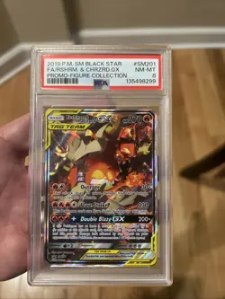 2019 Pokemon Reshiram & Charizard GX SM201 Black Star Promo PSA 8 MINT - Image 1
