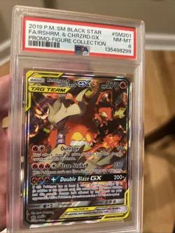 2019 Pokemon Reshiram & Charizard GX SM201 Black Star Promo PSA 8 MINT - Image 2