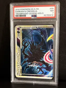 2010 POKEMON HEARTGOLD & SOULSILVER #99 DARKRAI & CRESSELIA LEGEND-HOLO PSA 7 - Image 1