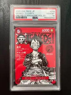 2025 ONE PIECE JPN PROMOS ONE PIECE MAGAZINE VOL.20 #014 MONKEY D. LUFFY PSA 10 - Image 1