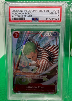 2026 one piece op14-eb04 en Roronoa Zoro Alternate Art Psa 10 - Image 1