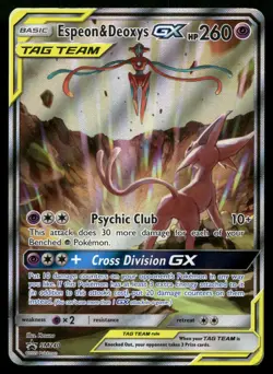 Espeon & Deoxys GX SM240 Promo Tag Team Alternate Art Pokemon LP - Image 1