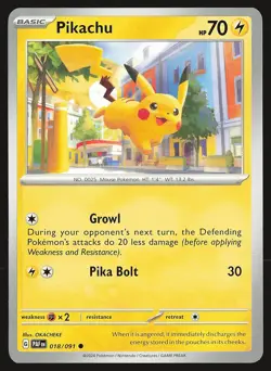 SV: Paldean Fates Pikachu #018/091 Common Pokemon Card - Image 1