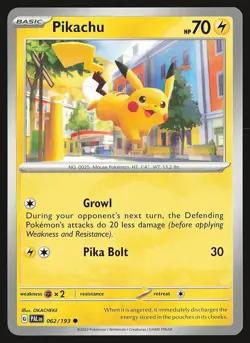 SV02: Paldea Evolved Pikachu #062/193 Common Pokemon Card - Image 1