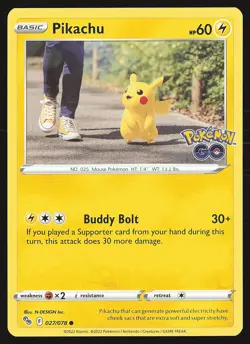 Pokemon GO Pikachu (27) #027/078 Common Pokemon Card - Image 1