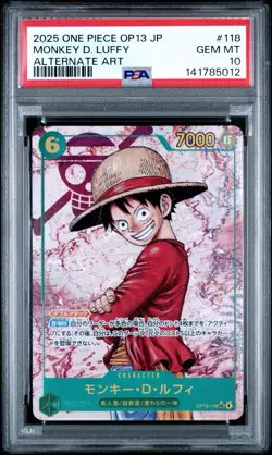 2025 ONE PIECE MONKEY D LUFFY OP13 118 CARRYING ON HIS WILL SEC ALT ART PSA 10 - Image 1