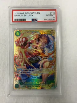 One Piece Monkey D. Luffy Card Game OP13-118 Carrying On His Will PSA 10 - Image 1