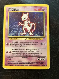 Mewtwo - 10/102 - Pokemon Base Set Unlimited Holo Rare Card WOTC HP/DMG - Image 1