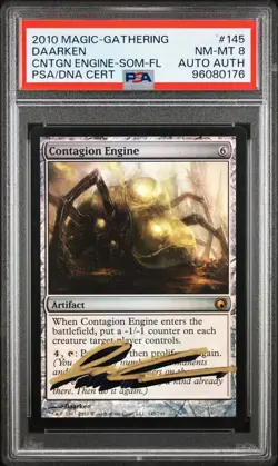 2010 Scars Of Mirrodin FOIL Contagion Engine PSA 8 AUTO AUTH Daarken Original - Image 1