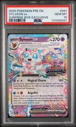 PSA 10 - 2025 Pokemon Prismatic Evolutions Suprise Box SYLVEON EX #041 (8591) - Image 1