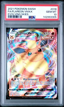 PSA 10 FLAREON VMAX 018/203 FULL ART EVOLVING SKIES POKEMON 🔥 - Image 1