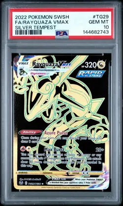 2022 POKEMON SWORD & SHIELD SILVER TEMPEST #TG29 FULL ART/RAYQUAZA VMAX PSA 10 - Image 1