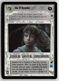 Star Wars CCG Son Of Skywalker Luke Card Power 5 Ability 5 Force-Sensitive 1997 - Image 1
