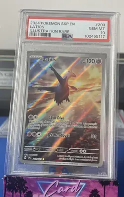 2024 Pokemon Surging Sparks Latios #203 Illustration Rare PSA 10 Gem Mint - Image 1
