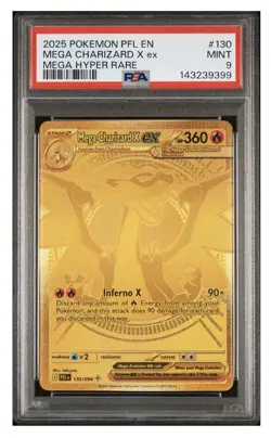 2025 Pokemon EN Mega Charizard X ex Hyper Rare 130/094 PSA 9 - Image 1