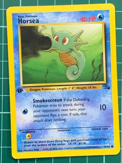 Horsea 1st Edition 49/62 Common Fossil Base Set 1999 WOTC Pokemon TCG Non-Holo - Image 1