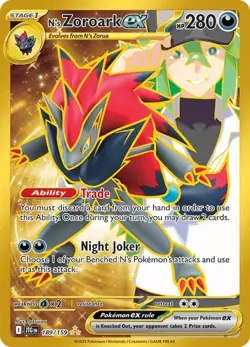 Pokemon TCG N's Zoroark ex 189/159 Gold Secret Rare Journey Together NM/M - Image 1