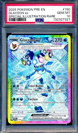 Glaceon EX 2025 Pokemon Prismatic Evolutions 150/131 Special Illustration PSA 10 - Image 1