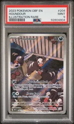 2023 POKEMON SCARLET & VIOLET OBSIDIAN FLAMES HOUNDOUR IR 204 PSA MINT 9 - Image 1