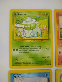 Pokemon Base Set Starters - Bulbasaur Charmander Squirtle Pikachu - Exact Cards! - Image 2
