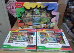POKEMON ASCENDED DELUXE PIN BOX + (2) FIRST PARTNER ILLUSTRATION SEALED BOXES - Image 1